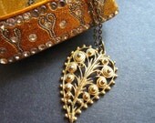 Paisley Necklace Vintage Antiqued Brass Bohemian by MinouBazaar