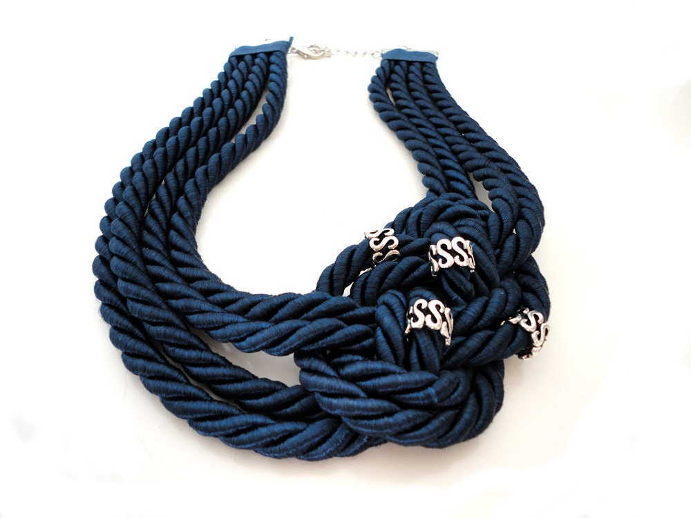 Navy Blue Nautical Sailor's Knot Necklace