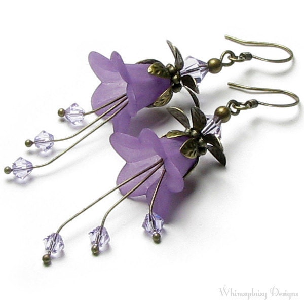 Romantic Lilac Floral Fantasy Crystal Earrings