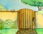 Original ACEO Painting -- Garden gate