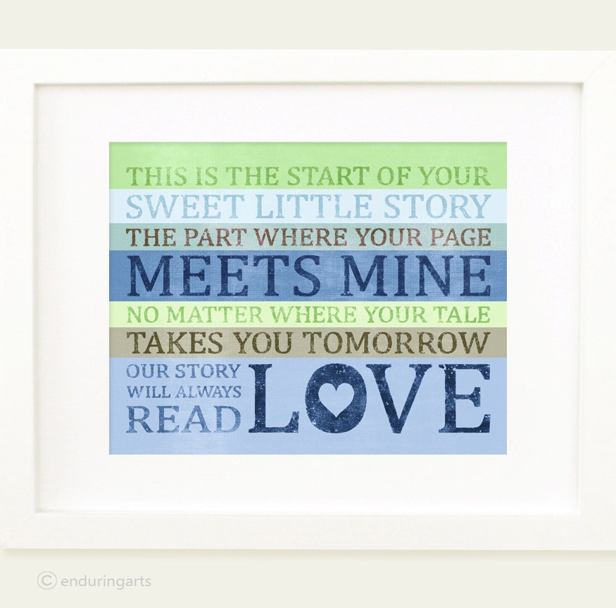 Baby Boy Love Print DECOR in blues, greens, and browns
