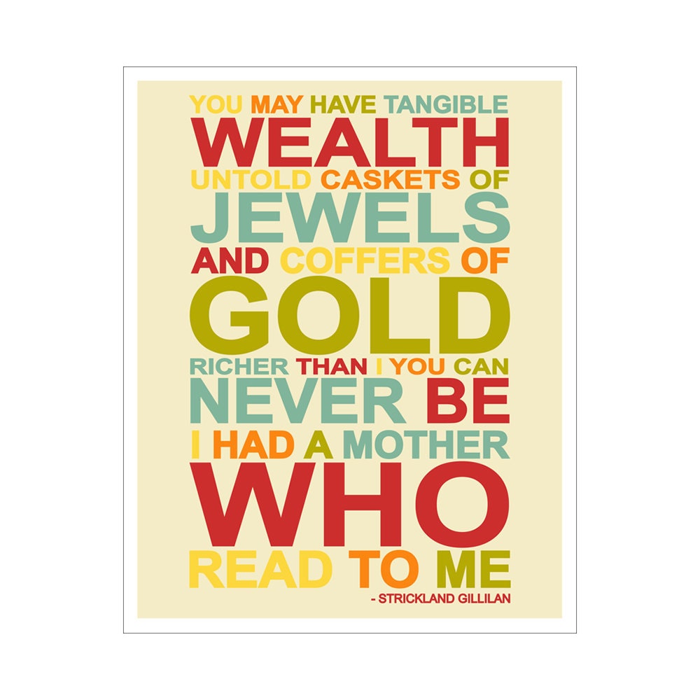The Reading Mother quote 11x14 inch print by Finny and Zook