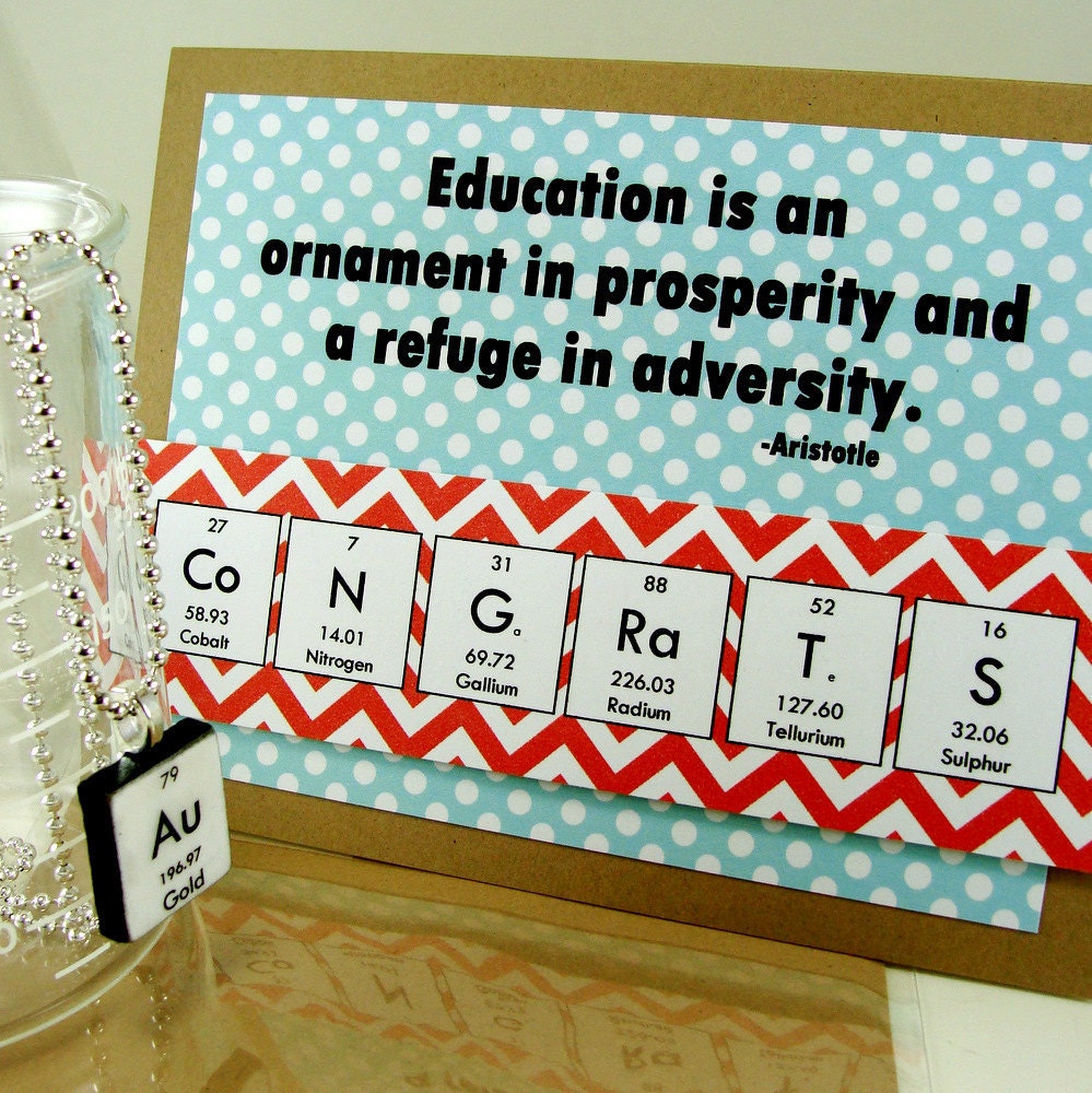 Geeky Grad Card with Necklace - Blue and Red