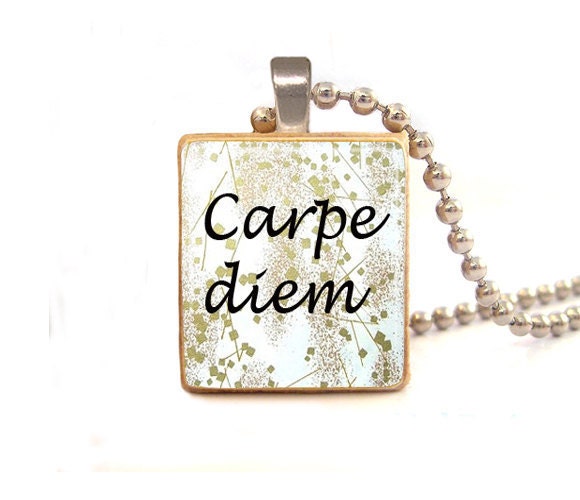 Carpe Diem scrabble tile pendant  , carpe diem scrabble tile jewelry - Sale  Buy 3 Get 1 free