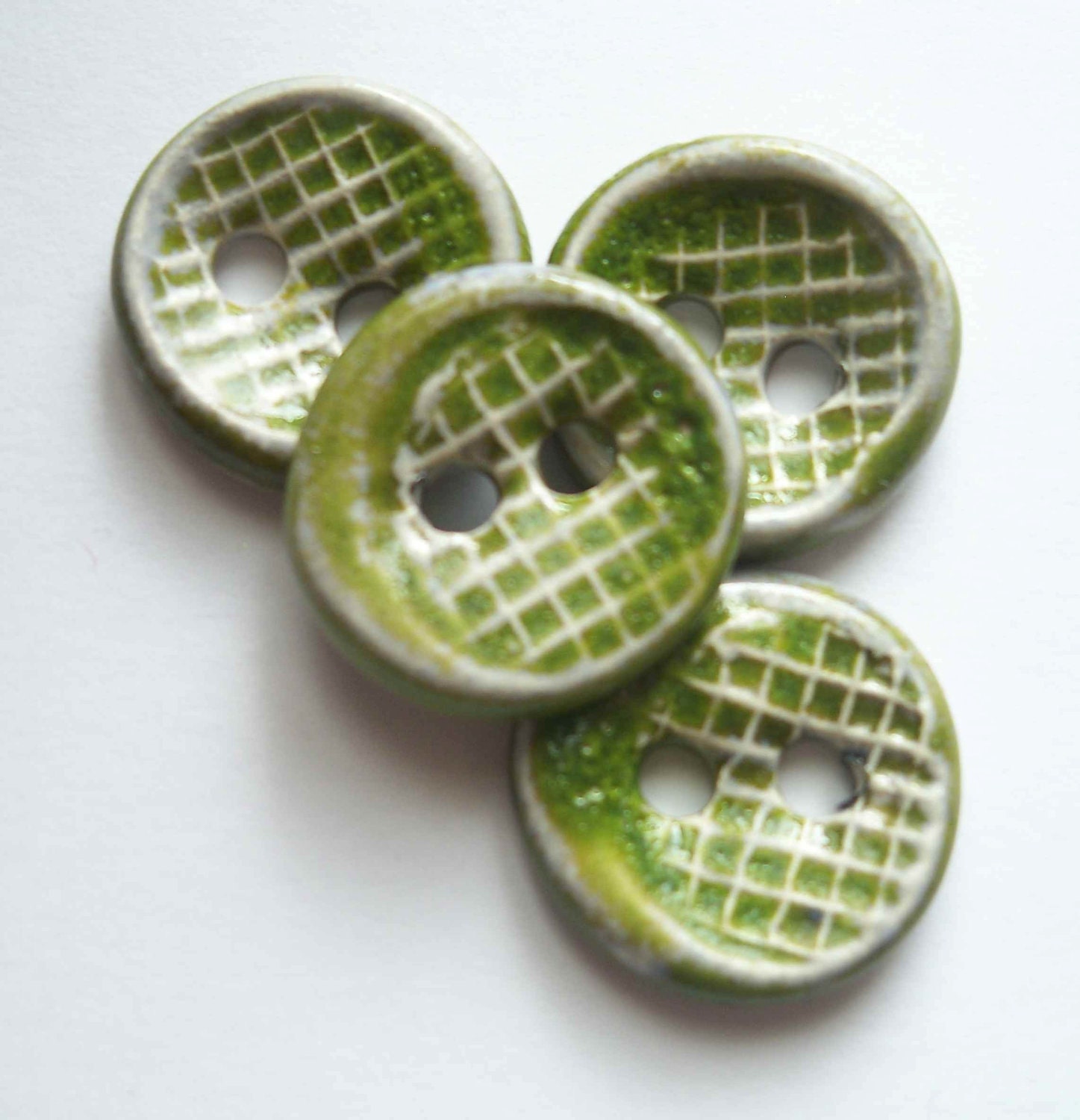 Lime Basket Weave Ceramic Buttons