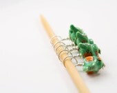 Green Elephants Marching- Knitting Stitch Markers- Set of 5- Large