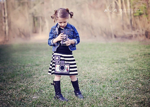 Girls Vintage Camera Applique Knit Skirt... Custom Colors Sizes 12/18M through 14