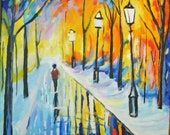 A Walk in the Park at Night 16X20
