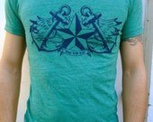 Nautical Anchor Organic Cotton Crew Tee Green SMALL