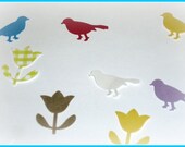Flower and Bird Die Cut Punch Outs - 250 Count Assorted Colors - 1 Inch - Bold - Pastel