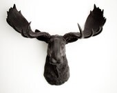 RESERVED for Wenche - The Leonard - Black Resin Moose Head- Moose Resin Black Faux Taxidermy- Chic & Trendy
