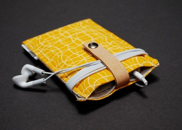 iPhone 4 Case / iPhone 3 Case / Padded Case / Fabric Case / iPhone iPod Touch Cover / Digital Camera / Cell Phone Case - Yellow Wave