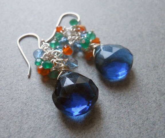 Block Party Kyanite blue quartz cluster earrings