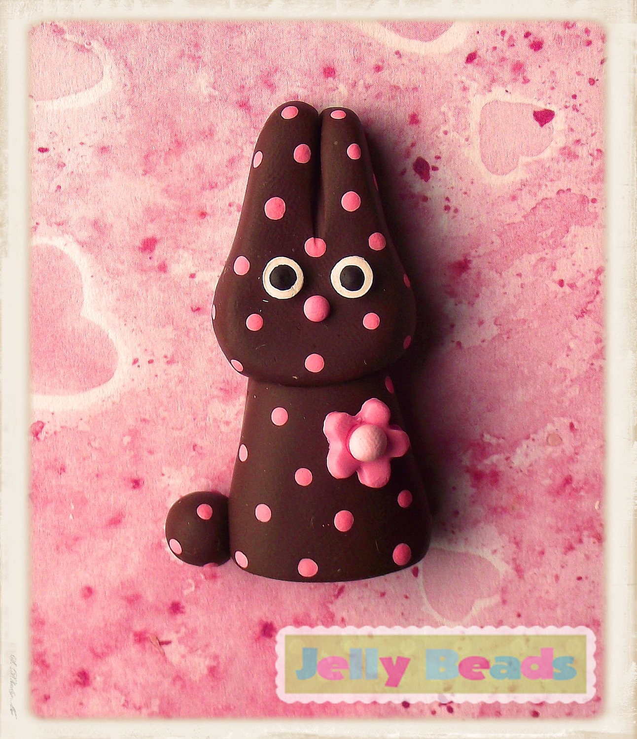 Chocolate Bunny bead/charm/bow center