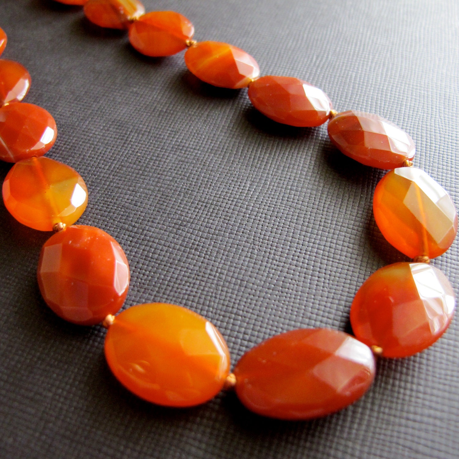 Chunky Carnelian Hand Knotted Necklace