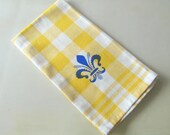 Fleur de Lis Yellow Check Farmhouse Towel