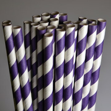 Stripe Purple Party Paper Straws - Cake Pop Sticks - Pixie Sticks - Qty 25 Il_170x135