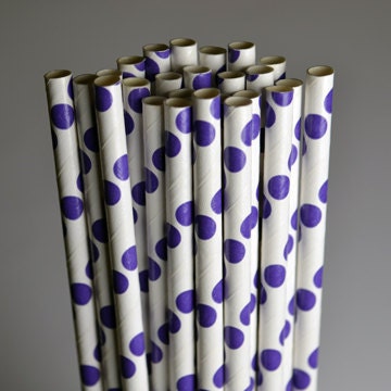 Dot Purple Party Paper Straws - Cake Pop Sticks - Pixie Sticks - Qty 25 Il_170x135
