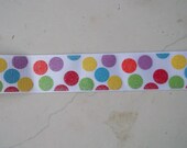 White 7/8" grosgrain ribbon with sugared glitter rainbow polka dots Il_170x135