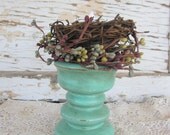 Primitive Candle Holder, Aqua, Nest, Primitive Decor, Cottage Chic