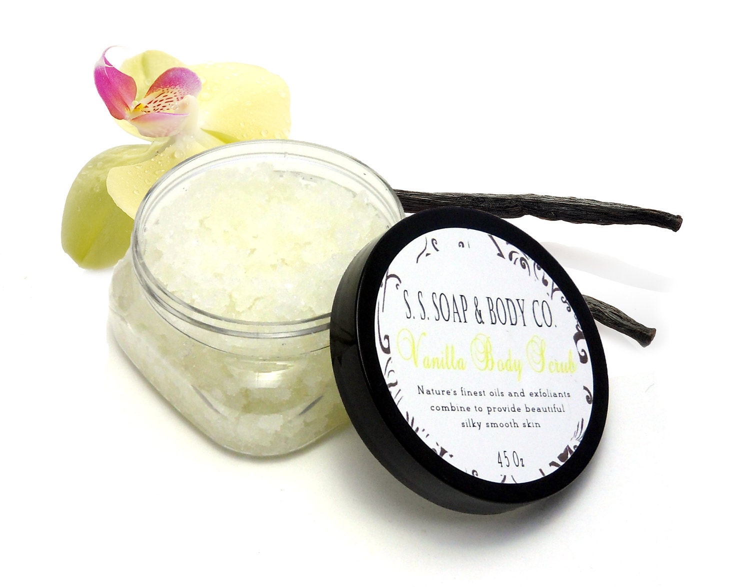 Vanilla Body Scrub with Dead Sea Salt Sugar and Vitamin E Oil