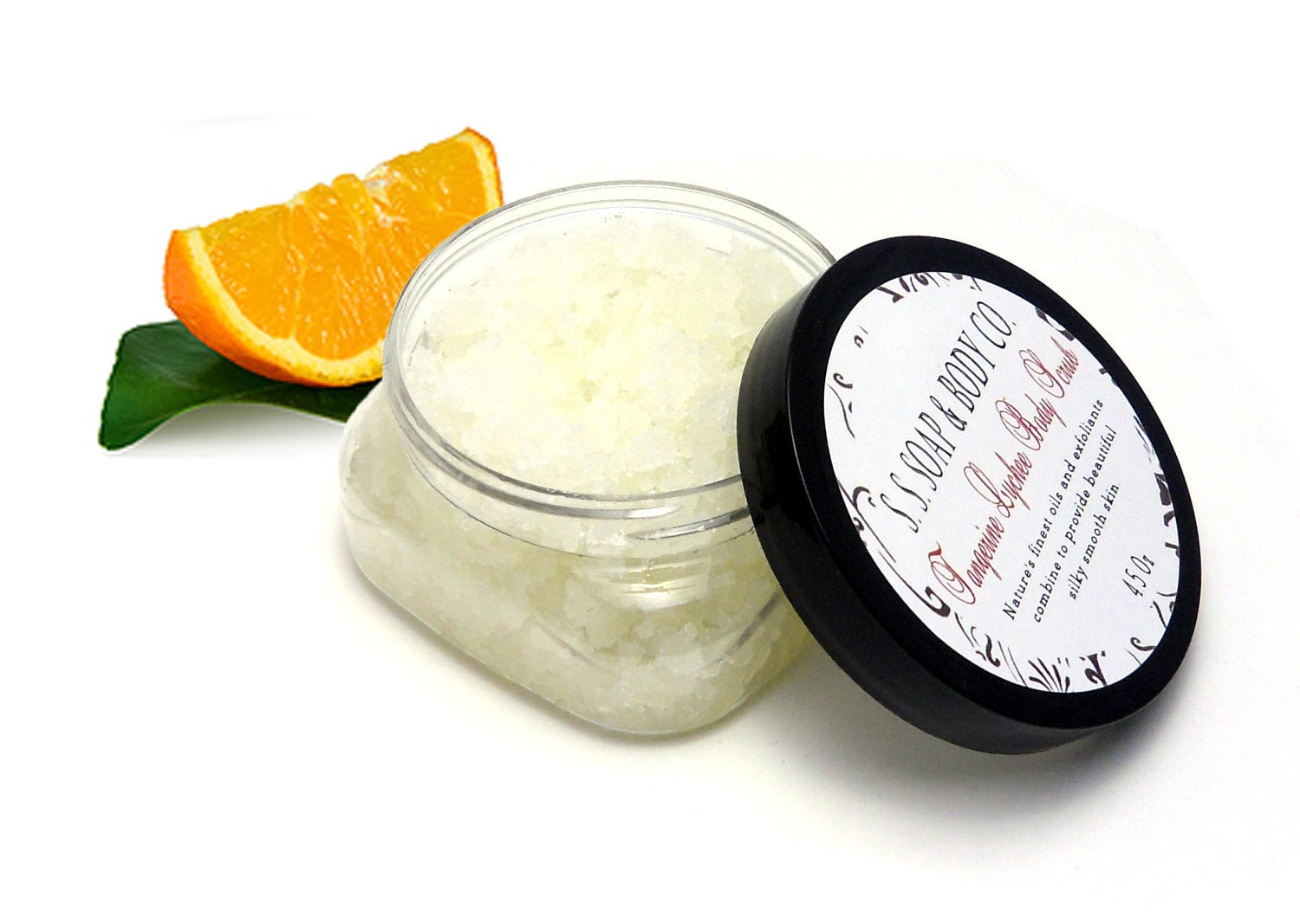 Tangerine Lychee Body Scrub with Dead Sea Salt Sugar and essential oils