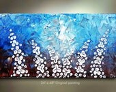 Original Abstract OIL Flower landscape Texture Large Artwork painting great color 48x24 Modern Contemporary oil Painting by OTO