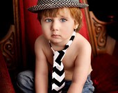 Boys Black and White Chevron Necktie