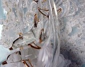 Vintage 1980's Crystal Dolphin Wedding Cake Topper-14k Gold Trim-Never Used