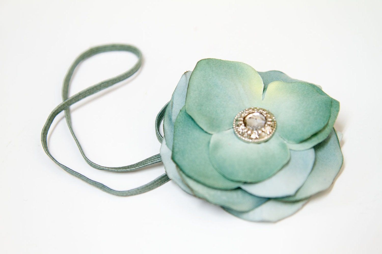 SEASIDE GETAWAY - Hydrangea Flower Headband in Vintage Aqua Blue - flowerbucketboutique