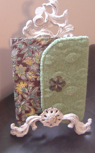 iPad Cover With Hand Knit Felted Green Leaf Design Flap with Silicone iPad Skin Included