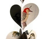 Heart Garland- Birds- Paper Decoration- Vintage Field Guide to Birds