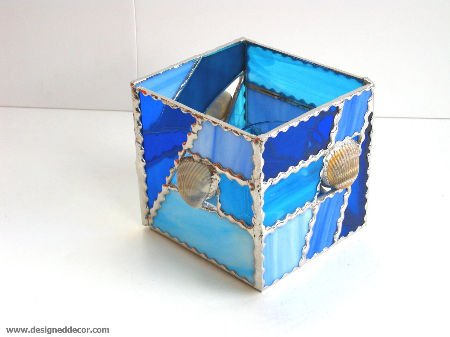 Stained glass candle holder