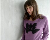 Womens sweatshirt - mothers day gift - SMALL - tribal inkblot graphic on Alternative Apparel pastel violet eco-fleece - Wolf Like Me