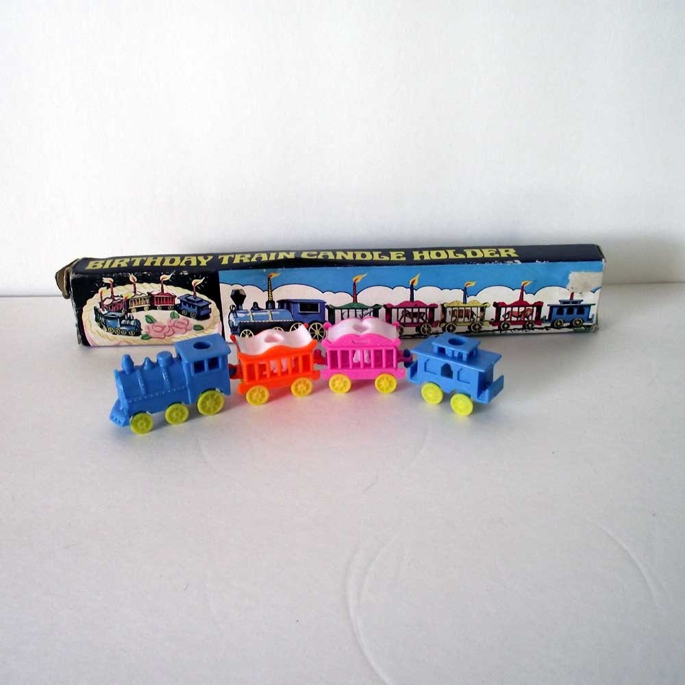 Vintage Birthday CircusTrain Candle Holder Cake Topper with Box