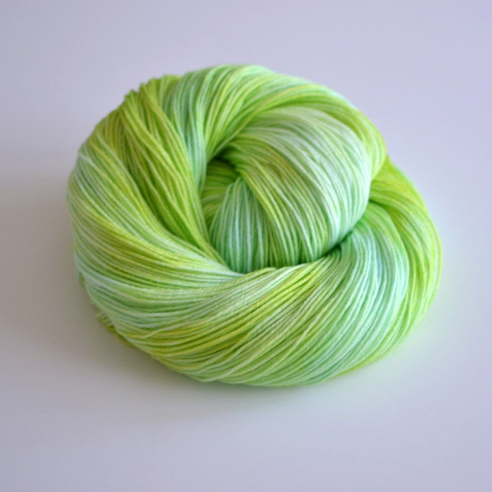 LIMITED - Hand Dyed Fingering Sock Yarn - Superwash British Falkland Merino / Nylon 465 Yards - Yemaya - Turquoise Blue Lime Green