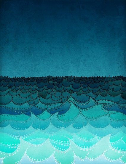 Storm in my soul  - Art illustration - Turquoise art print  - Love decor - Love, turquoise, blue, sea, water, ocean - tubidu