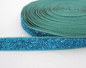 Bright Blue Glitter Ribbon---3/8"---1 yd