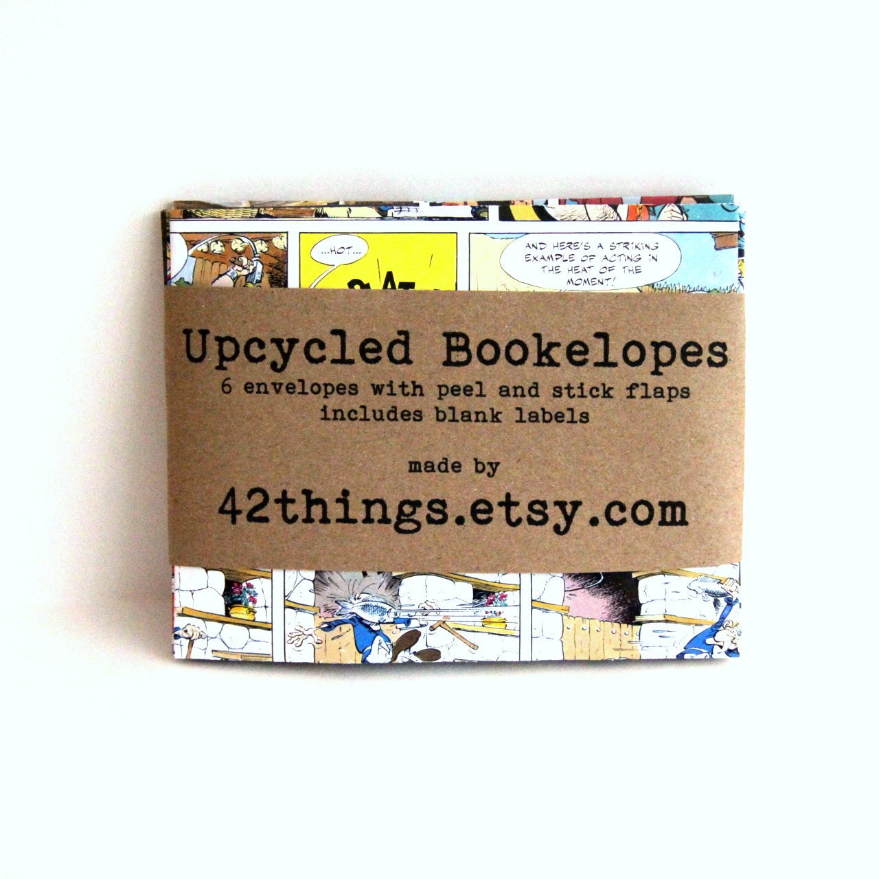 Handmade Upcycled Book Envelopes comic envelopes bookelopes (6) with labels