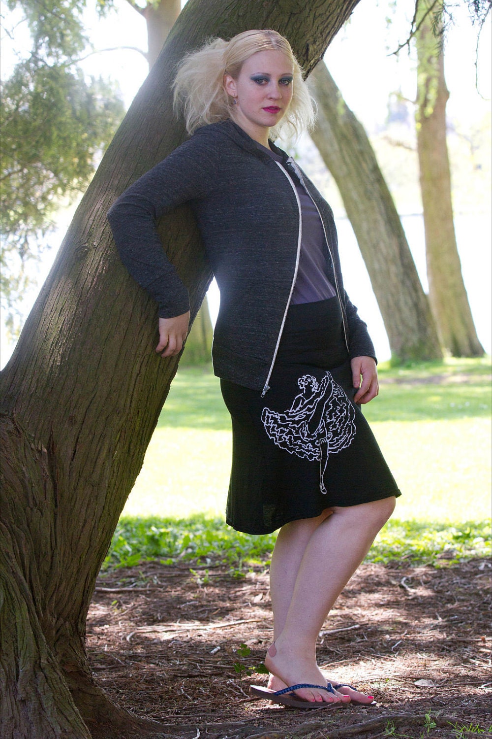 ON SALE Dancer Skirt 100 Percent Organic Cotton Black MEDIUM