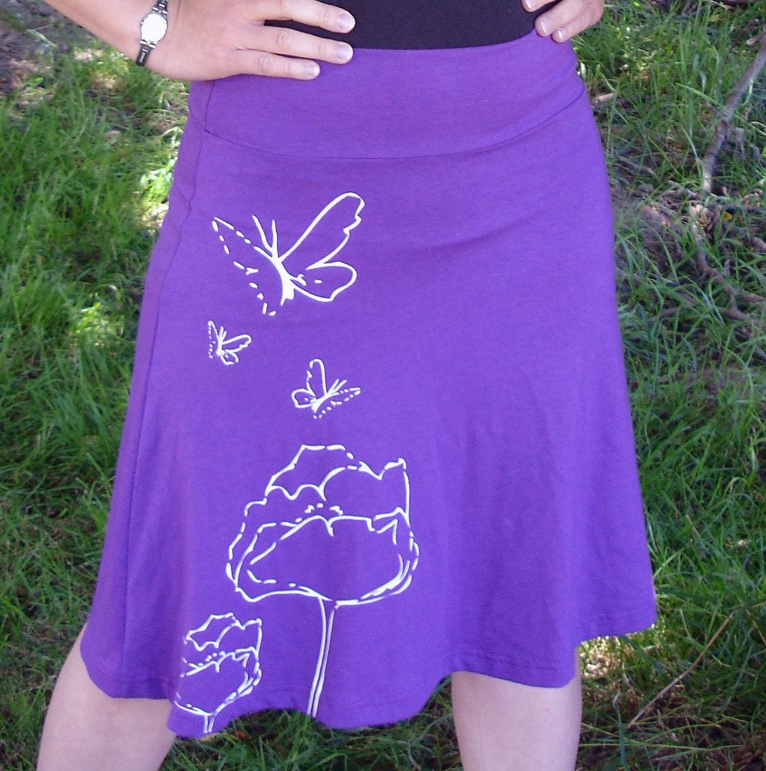 ON SALE Butterfly Skirt Organic Cotton and Soy Purple MEDIUM