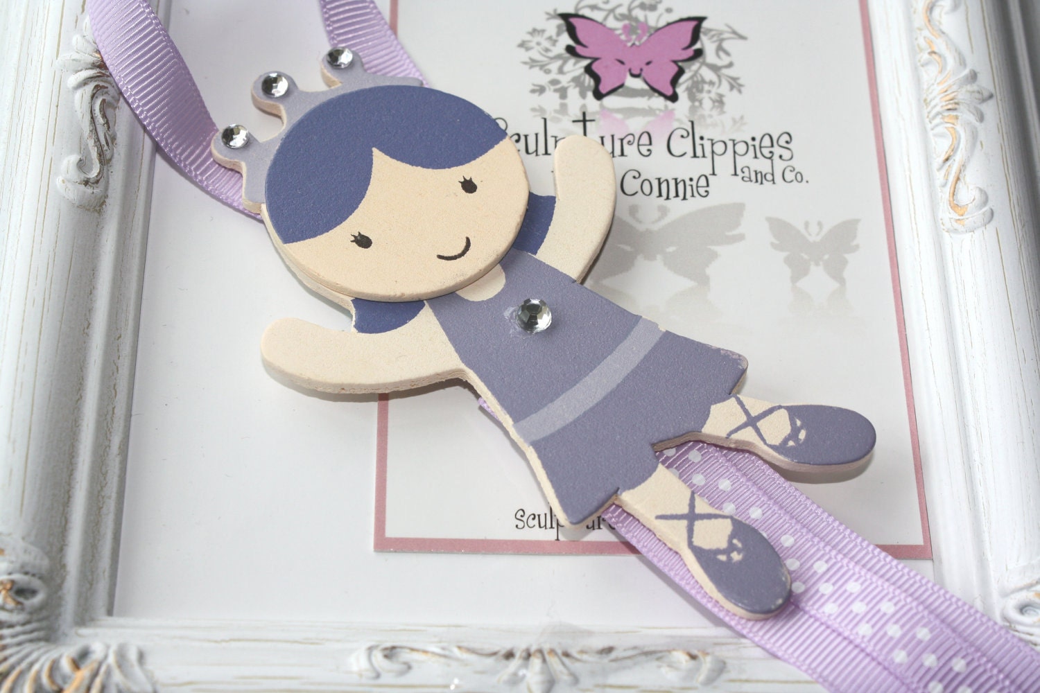 Ballerina Ballet Purple Hair Bow Holder. Wall Decor Purple Lavender Dance Hair Bow Organizer.  Free Ship Promo.