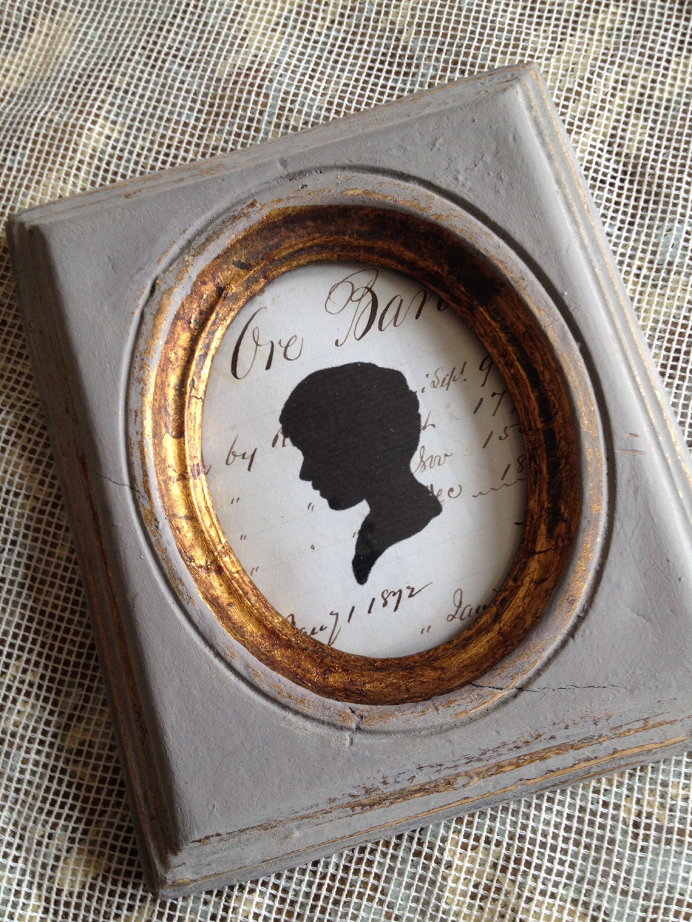 Florentine Frame with Silhouette on Antique Ledger Paper