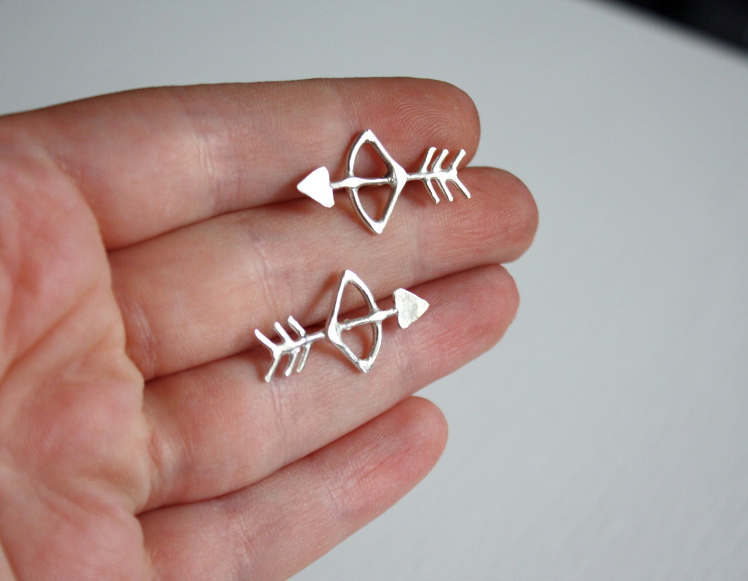 Sterling Silver Bow and Arrow Studs- Katniss Approved
