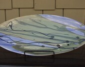 Oval Serving Appetizer Platter Blue Moss Black Splash Ready to Ship