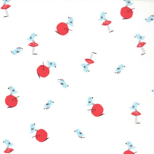 1 Fat Quarter Moda  A Walk In the Woods by Aneela Hoey Blue Birdie Icing White, Designer Fabric