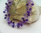 Purple Crystal Crochet Necklace