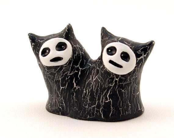 Polymer Clay Monster Sculpture with Two Heads