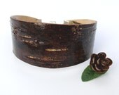 Small width birch bark cuff bracelet, Cacao