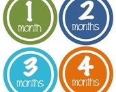 Baby Month Stickers Baby Boy Monthly Onesie Stickers Navy Blue Green Orange First Year Month Stickers Baby Shower Gift and Photo Prop Nate2